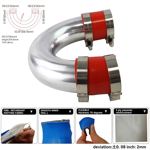 180 degree 63mm - 2.5", aluminum